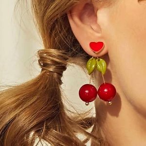 Cherry Dangle Earrings Luxury Gold Earrings